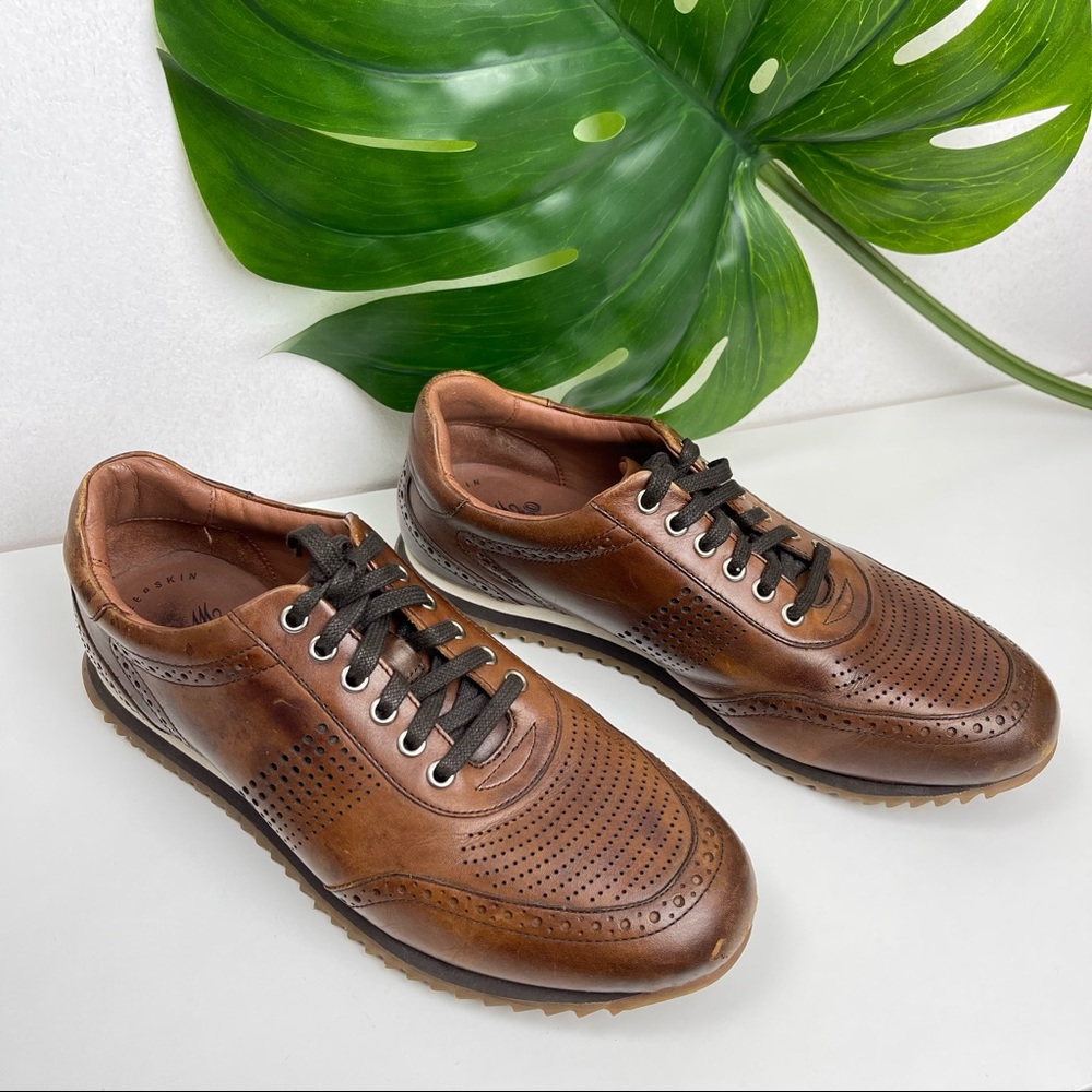 J&M 1850 Sheepskin Brown Leather Men Sneaker 9.5
